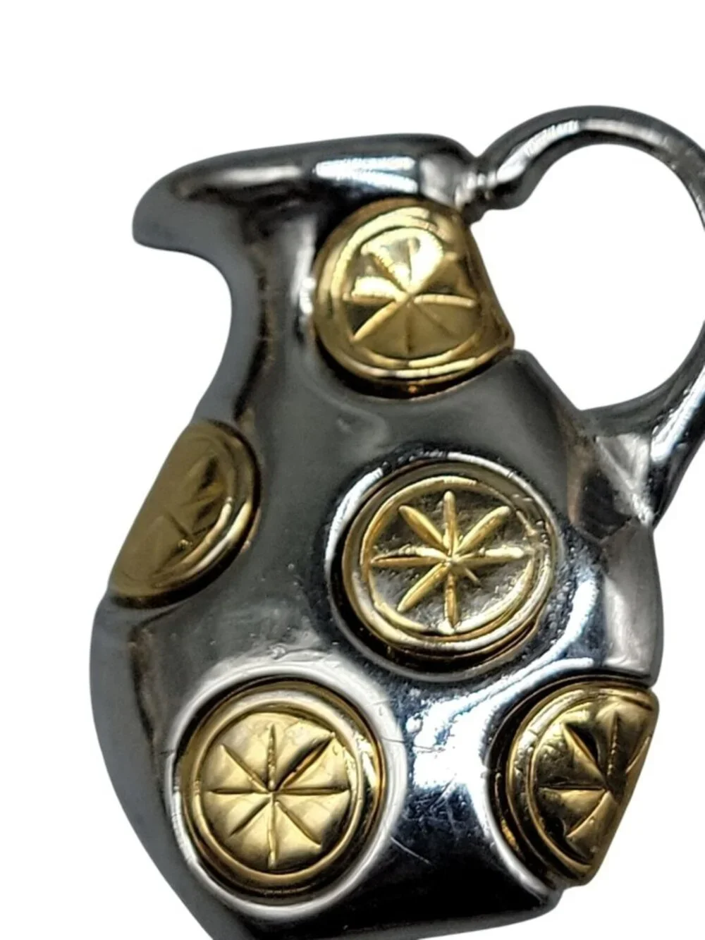 Liz Claiborne Brooch Lemonade Pitcher Silver Tone W/Yellow Lemons Signed LC